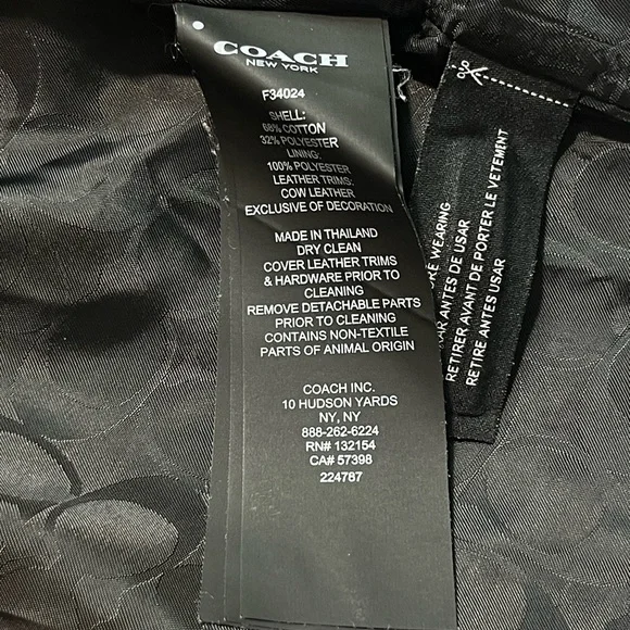 Coach New York F34024 Beige Trench Coat Double Breasted Belted Leather Trim L - Picture 16 of 16